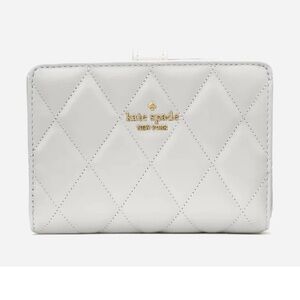 New Kate Spade Carey Medium Bifold Wallet Smooth Quilted Leather Stone Path